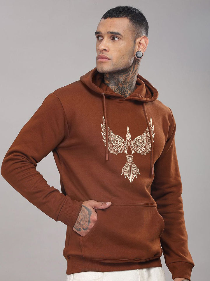 ADRO Lelaki Graphic Printed Hod Cotton Pullover Sweatshirt