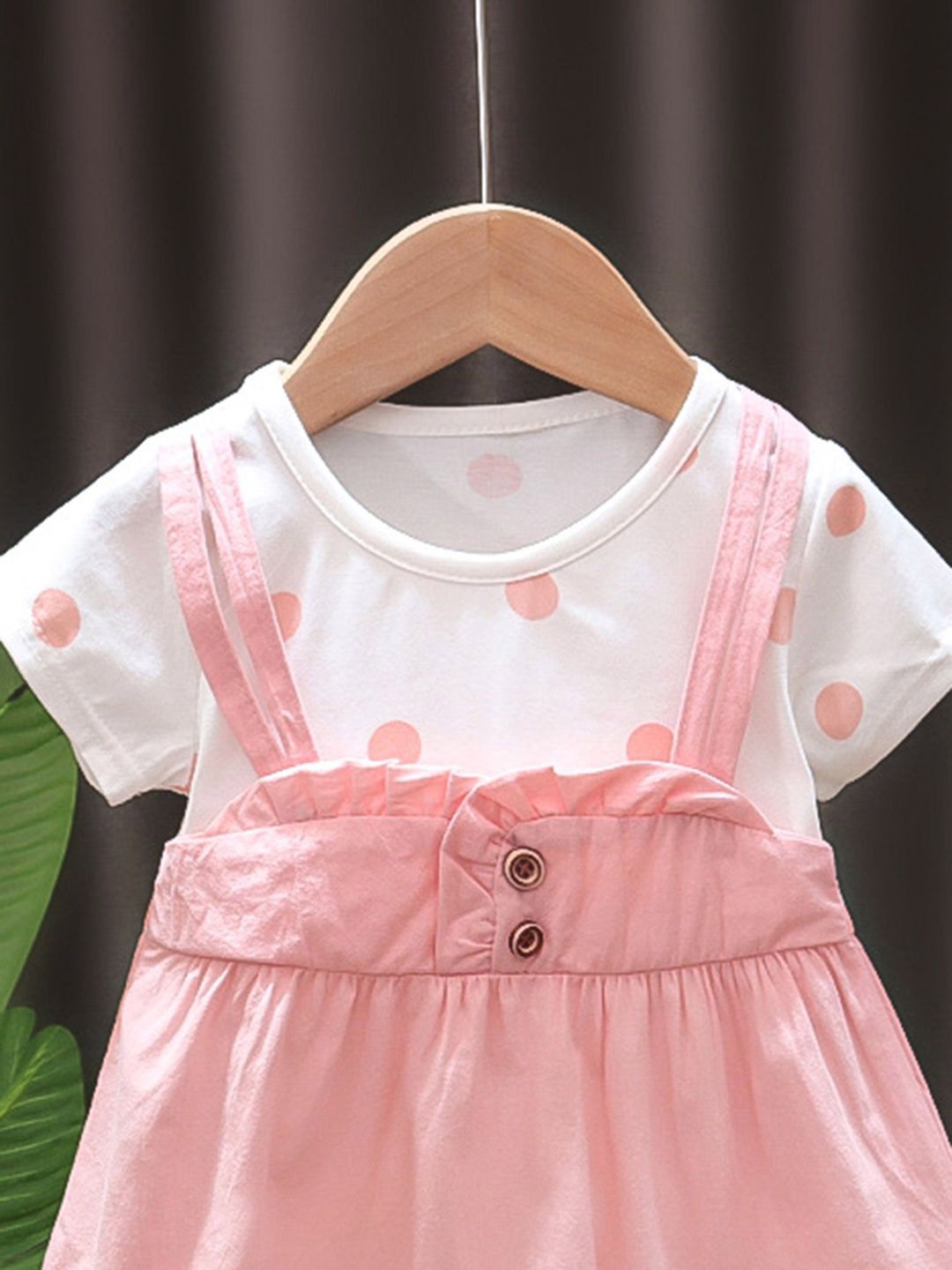 YK Girls Cotton Polka Dot Pinafore Dress