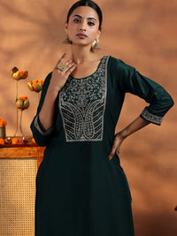 Libas Paisley Embroidered Zari Work Dobby Weave Straight Kurta With Trousers & Dupatta