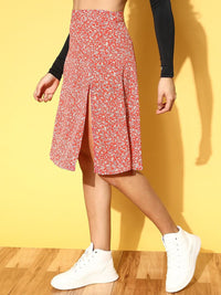 Berrylush Floral Printed High Rise Flared A-Line Skirt