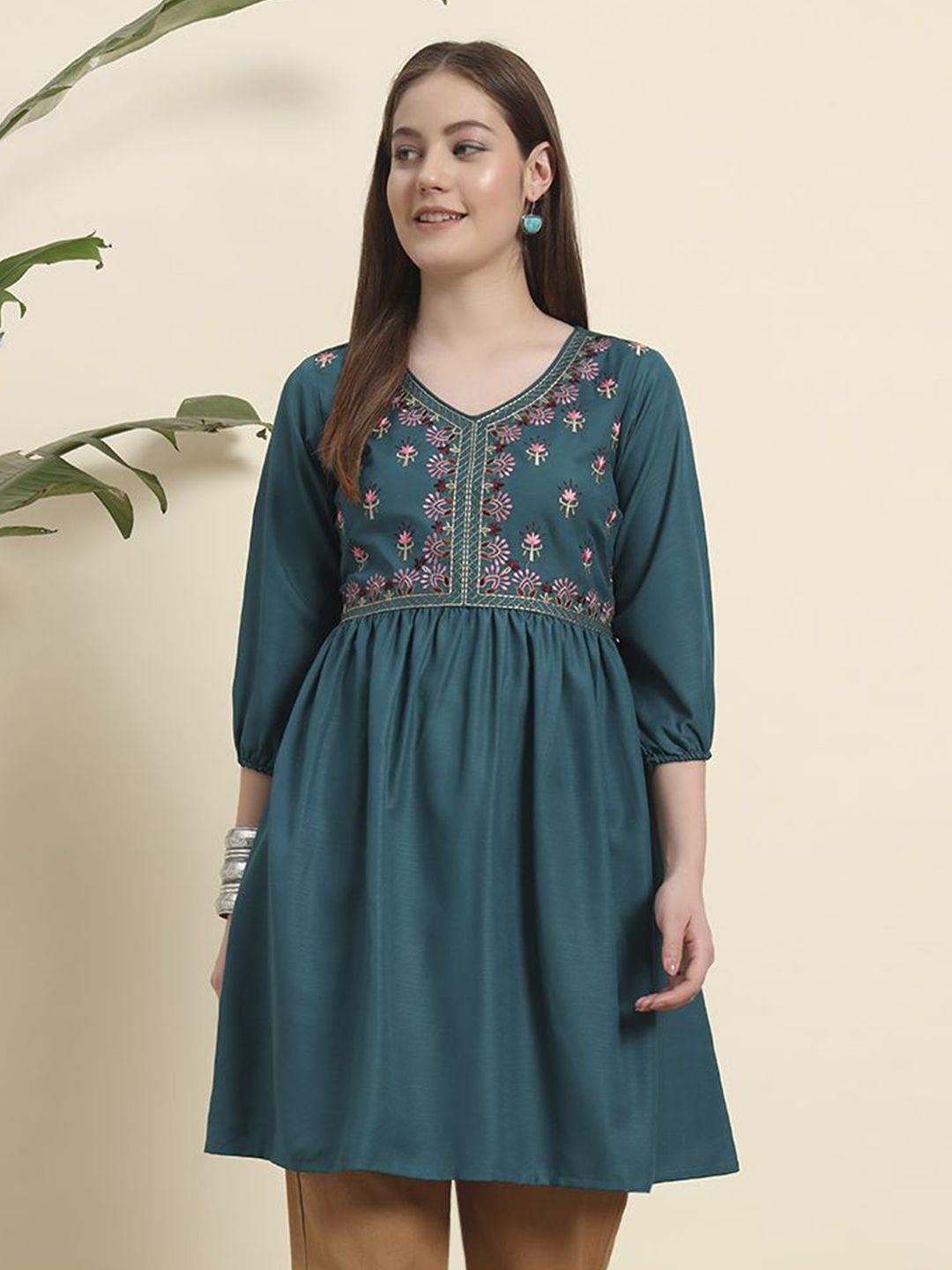 Kalini viscose rayon bersulam jubah