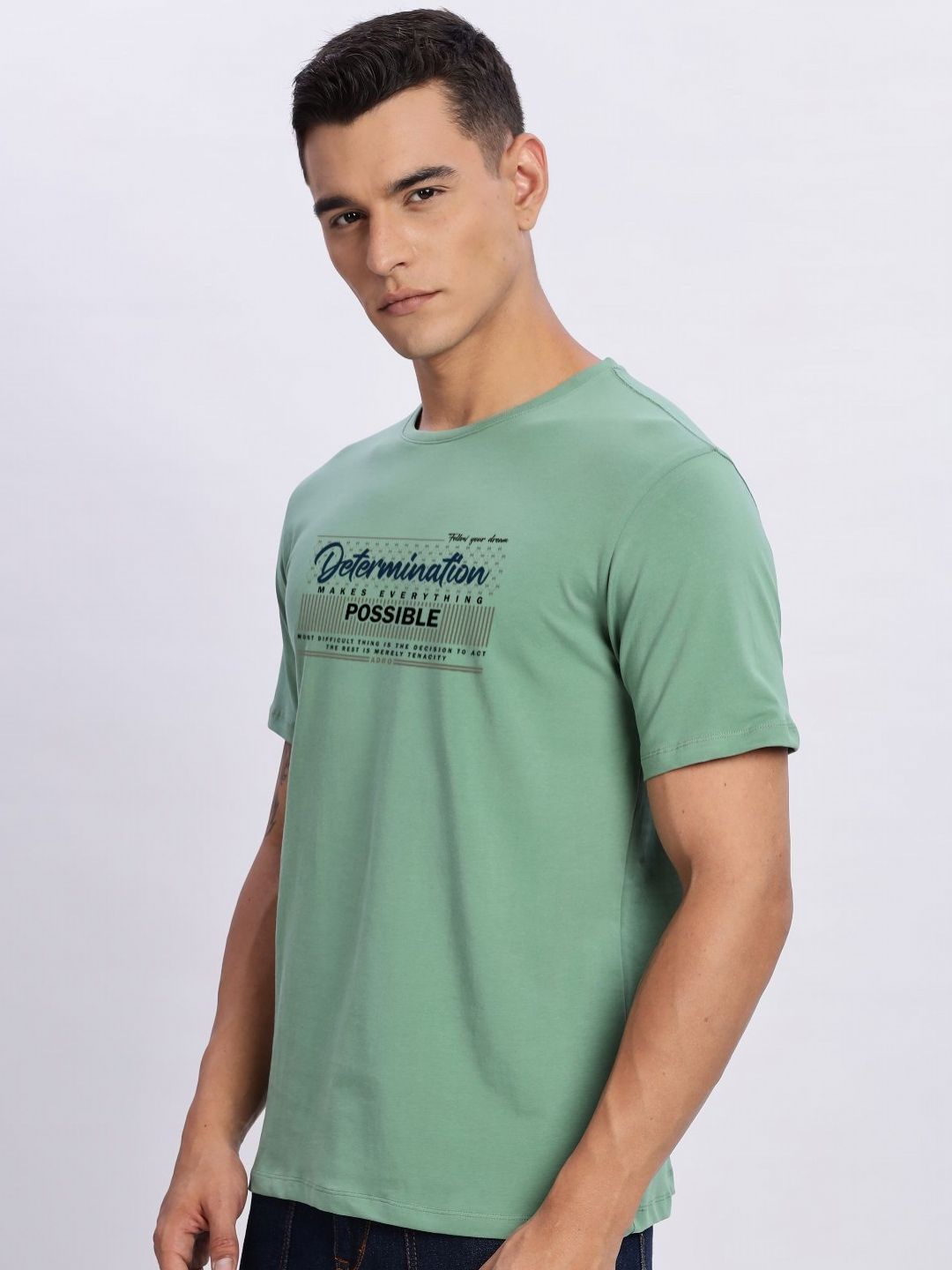 ADRO Men Typography Printed Round Neck Cotton T-shirt