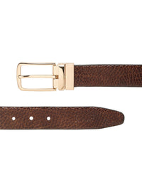 Teakwood Leathers Men Textured Leather Reversible Formal Belt