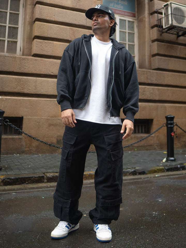 Powerlook Men Baggy Fit Denim Cargos