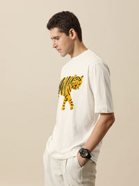 Mr Bowerbird Men Pure Cotton Liberal Fit Tiger Printed T-shirt