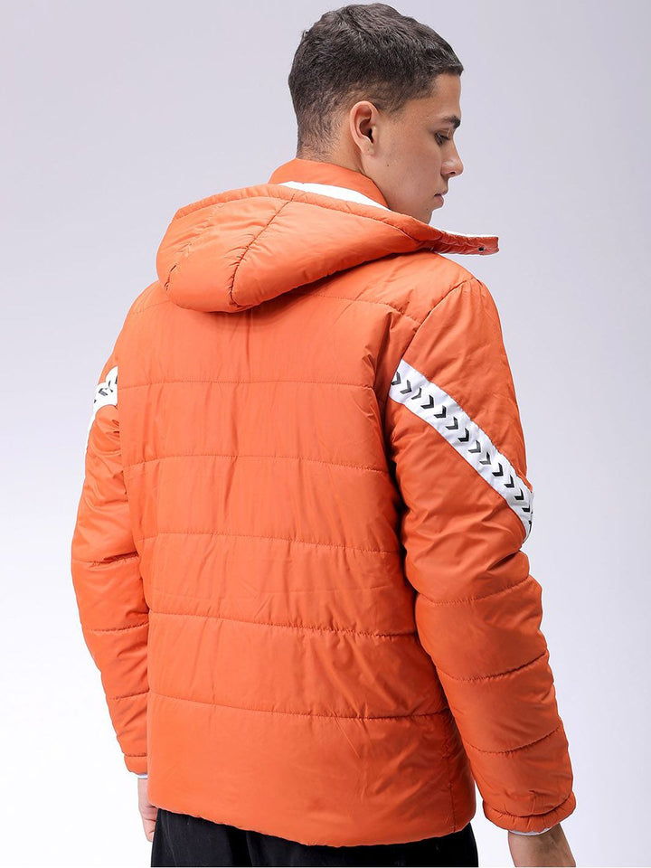 The Indian Garage Co Men Hooded Striped Casual Padded Jacket