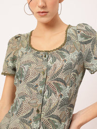 DressBerry Pretty & Polished Tropical Printed A-Line Mini Dress