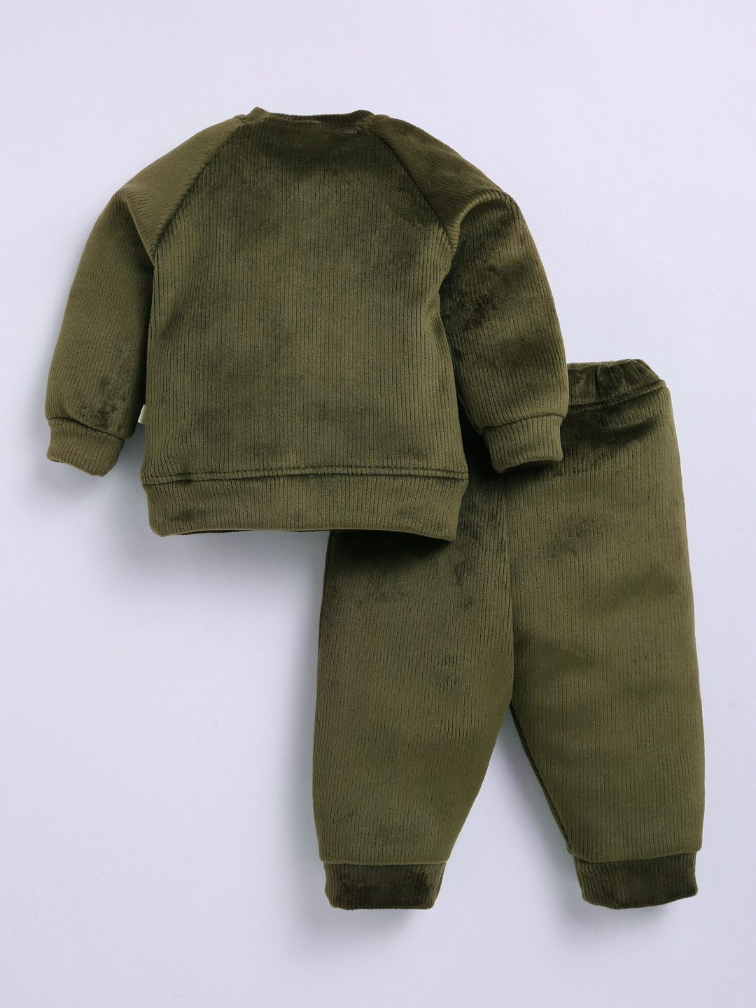 Moms Love Infant Boys Ribbed Velvet-Finish Pure Cotton Sweatshirt With Joggers