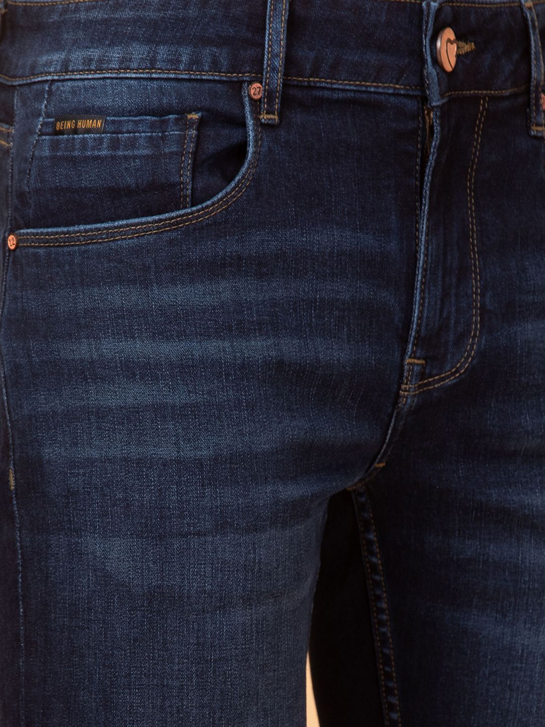 Being Human Men Slim Fit Mid-Rise Light Fade Jeans