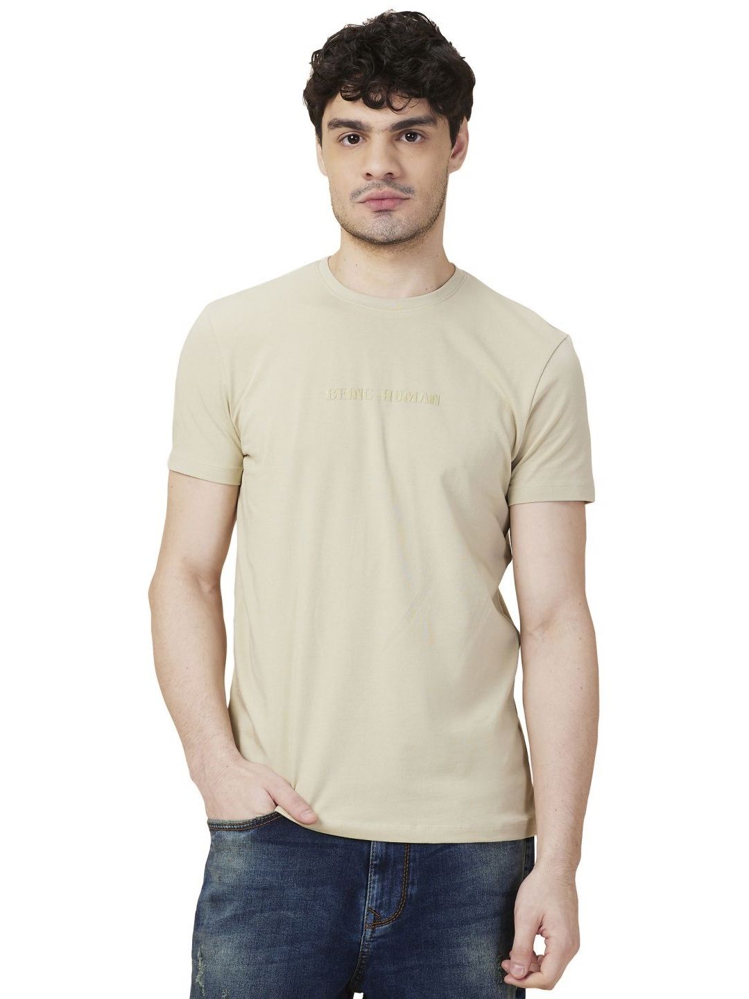 Being Human Men Typography Printed Round Neck Cotton Slim Fit T-shirt