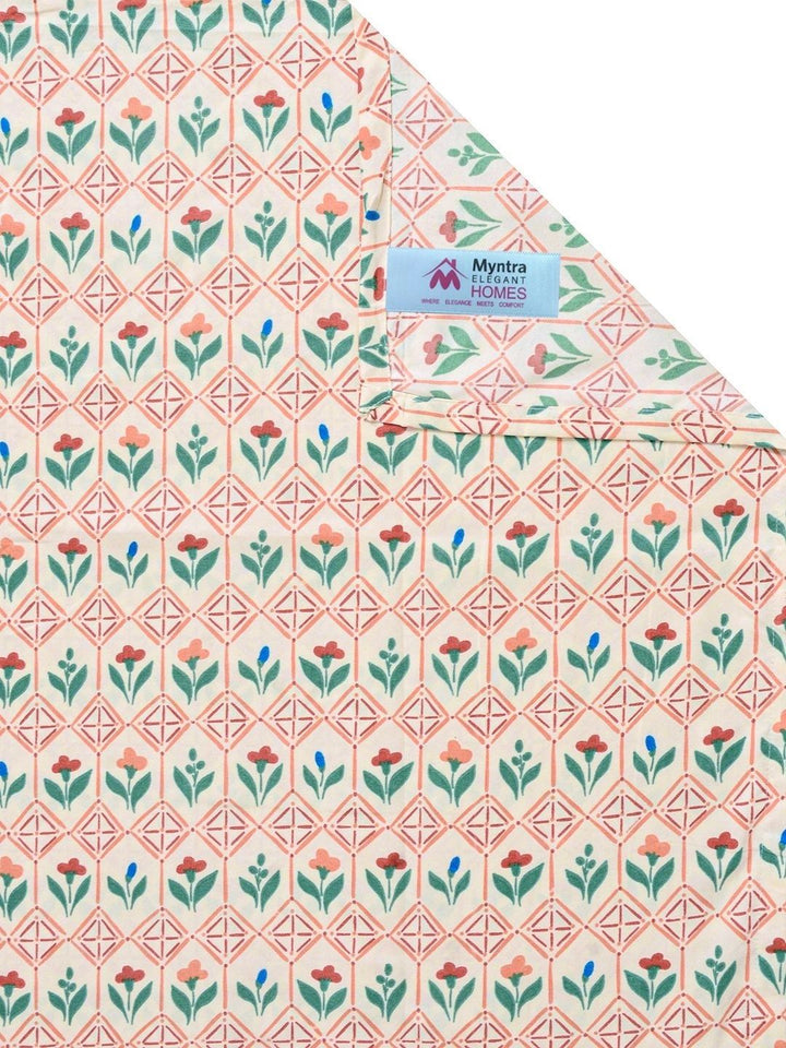 Myntra Elegant Homes Cream Floral 300 TC Cadar Katil Double King dengan 2 Sarung Bantal