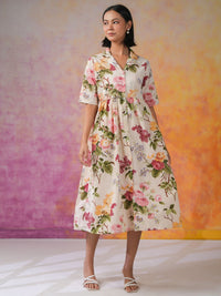 Sanskrutihomes Wanita Bercetak Fit & Flare Midi Dress