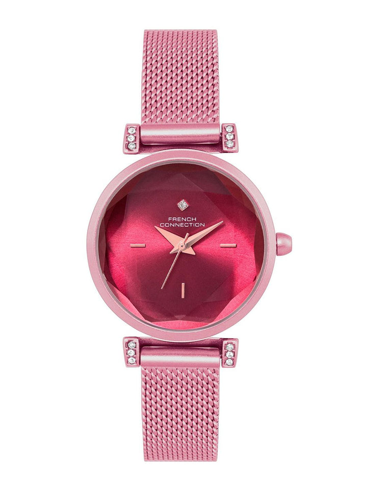 Sambungan Perancis Wanita Dial & Gelang Keluli Tahan Karat Tali Analog Watch FCU5RM