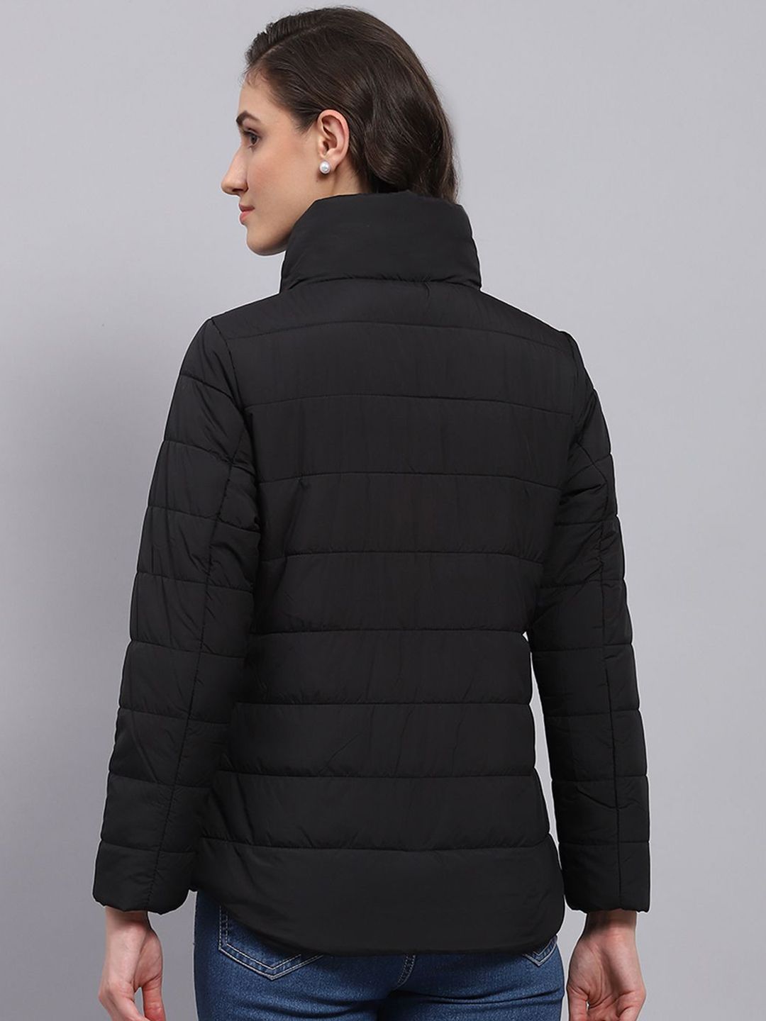 Monte Carlo Women Mock Collar Solid Casual Padded Jacket
