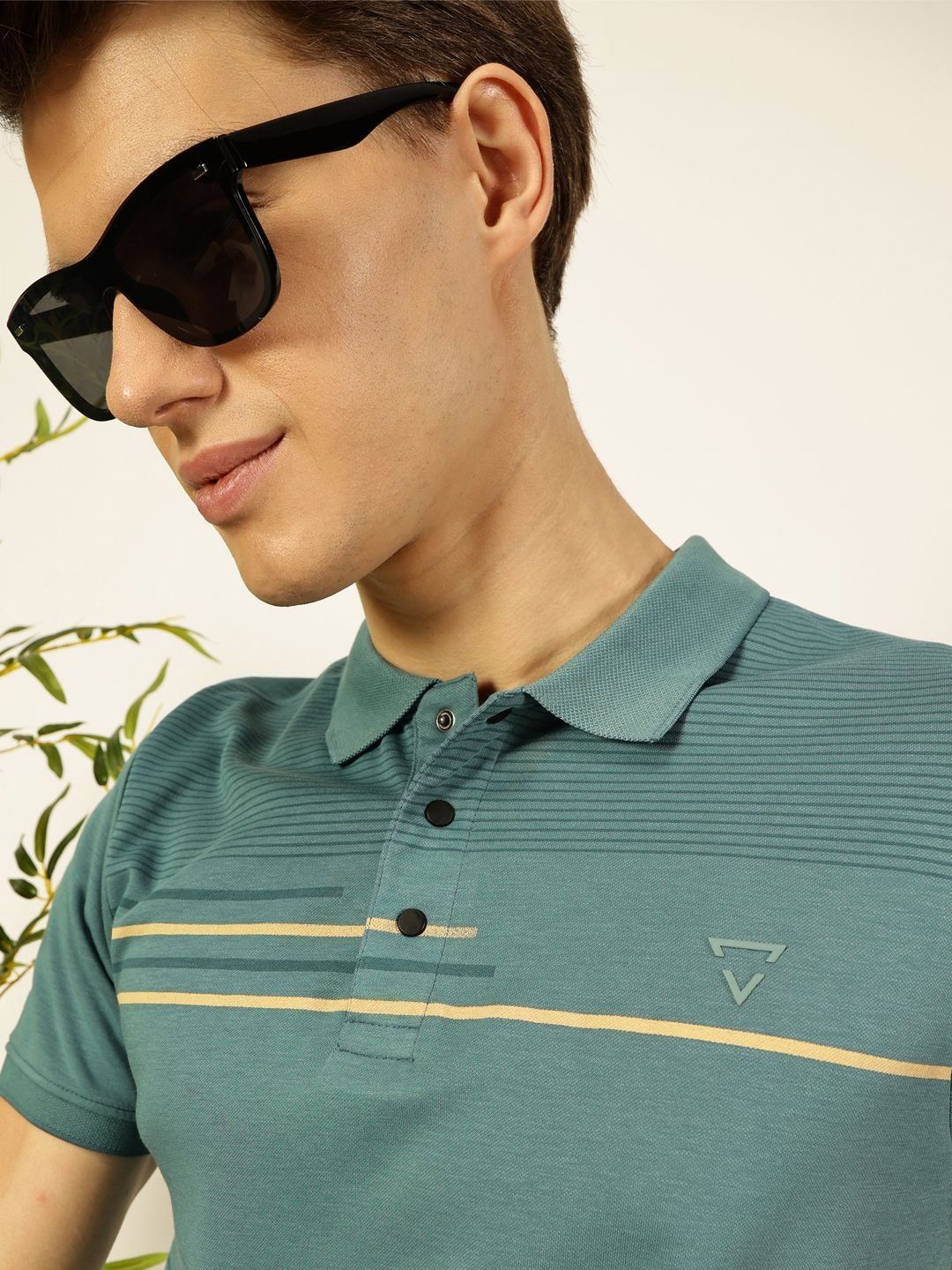 Thomas Scott Men Striped Polo Collar Cotton T-shirt