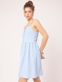 DressBerry Urban Flair Strappy Smocked Self-Striped A-line Dress