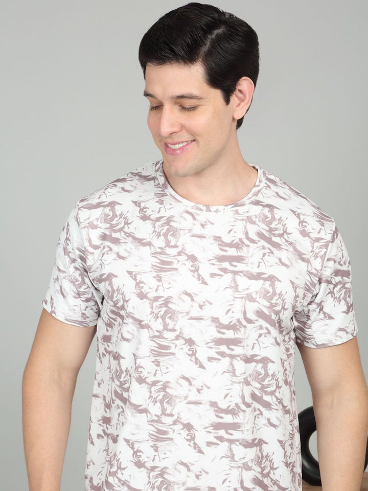 Sweet Dream Men Abstract Printed Round Neck Short Sleeves T-shirt Pyjamas Nightsuits