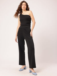 DressBerry Soft Streetwear Ruched One Shoulder Flared Leg Co-Ords