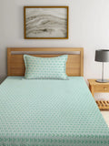 Myntra Elegant Homes Green Geometric 300 TC Single Cadar dengan 1 Sarung Bantal